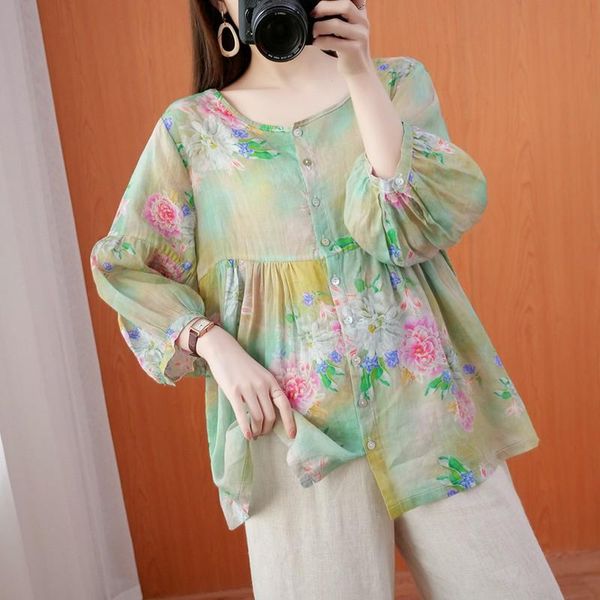 women's blouses & shirts women summer cotton linen casual arrival 2021 vintage style o-neck floral print loose female short sleeve b11, White
women's blouses & shirts women summer cotton linen casual arrival 2021 vintage style o-neck floral print loose female short sleeve b11, White