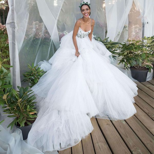 stunning beaded bohemian wedding dresses scoop neck beach bridal gowns tiered a line sweep train tulle plus size vestido de novia, White
stunning beaded bohemian wedding dresses scoop neck beach bridal gowns tiered a line sweep train tulle plus size vestido de novia, White