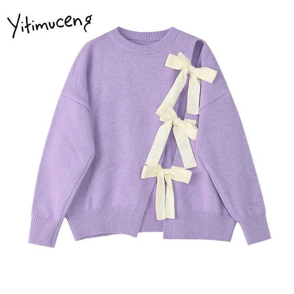 yitimuceng woman sweaters lace up bow purple oversized fall winter clothes o-neck pullovers batwing sleeve black streetwear 210601, White
yitimuceng woman sweaters lace up bow purple oversized fall winter clothes o-neck pullovers batwing sleeve black streetwear 210601, White