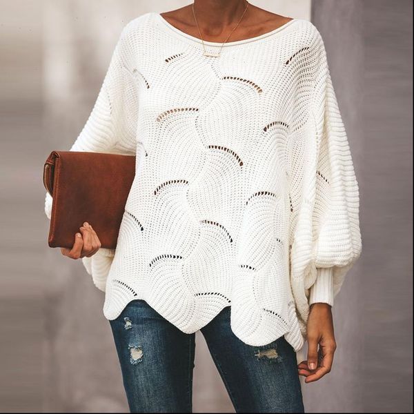 fashion hollow out casual femme women sweater knitwear lantern sleeve o neck loose ruffle pullover, White;black
fashion hollow out casual femme women sweater knitwear lantern sleeve o neck loose ruffle pullover, White;black