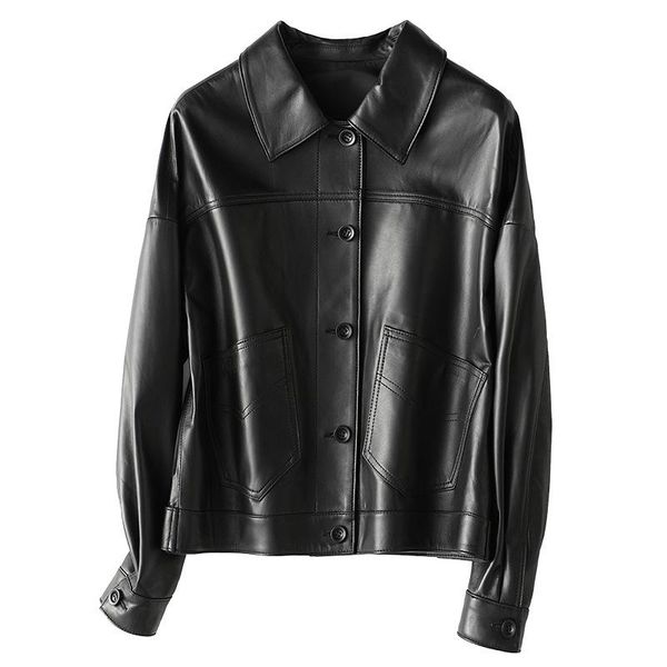 women's leather & faux autumn real motorcycle biker jackets for women female fashion heepskin button short coat size m l xxl xxxl, Black
women's leather & faux autumn real motorcycle biker jackets for women female fashion heepskin button short coat size m l xxl xxxl, Black