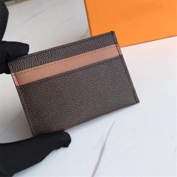 card holders good quality luxury men/women's holder fashion coin pocket mini wallet business case with box, Brown;gray