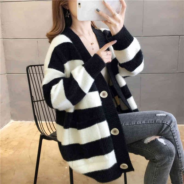 women's knits & tees autumn winter mink plush sweater women cardigan korean long stripe knitted cardigans jacket loose ladies, White
women's knits & tees autumn winter mink plush sweater women cardigan korean long stripe knitted cardigans jacket loose ladies, White
