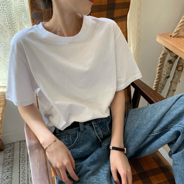 knits summer minimalist slim girls fashion korean loose all match high waist short sleeves brief t-shirts l6np, White
knits summer minimalist slim girls fashion korean loose all match high waist short sleeves brief t-shirts l6np, White