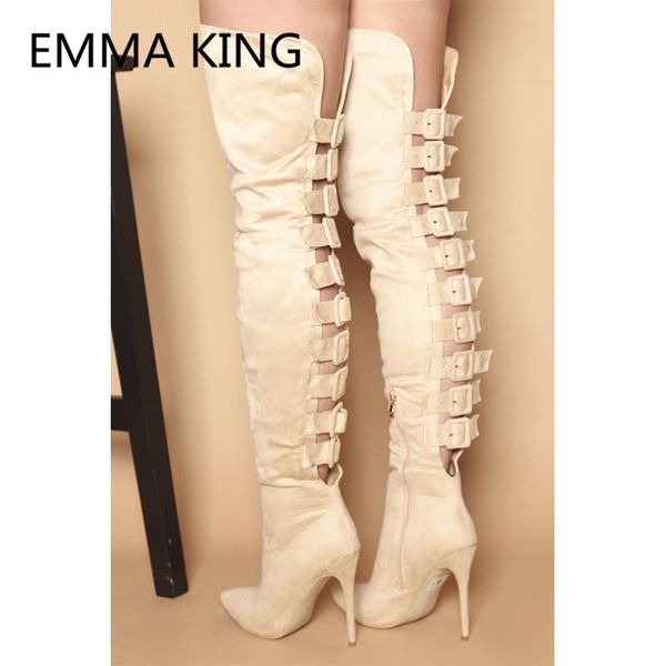 hollow back buckle design women over the knee long boots pointed toe fashion ladies trendy shoes woman thin high heels, Black
hollow back buckle design women over the knee long boots pointed toe fashion ladies trendy shoes woman thin high heels, Black