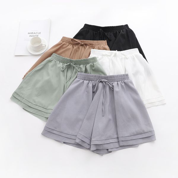 women's shorts 2020 summer new solid color elastic waist lace up chiffon versatile pants 2262, White;black
women's shorts 2020 summer new solid color elastic waist lace up chiffon versatile pants 2262, White;black