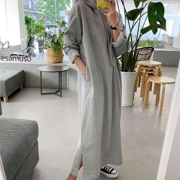johnature korean long hooded collar hoodies dresses for women 2021 winter loose solid color pockets female dress casual, Black;gray
johnature korean long hooded collar hoodies dresses for women 2021 winter loose solid color pockets female dress casual, Black;gray
