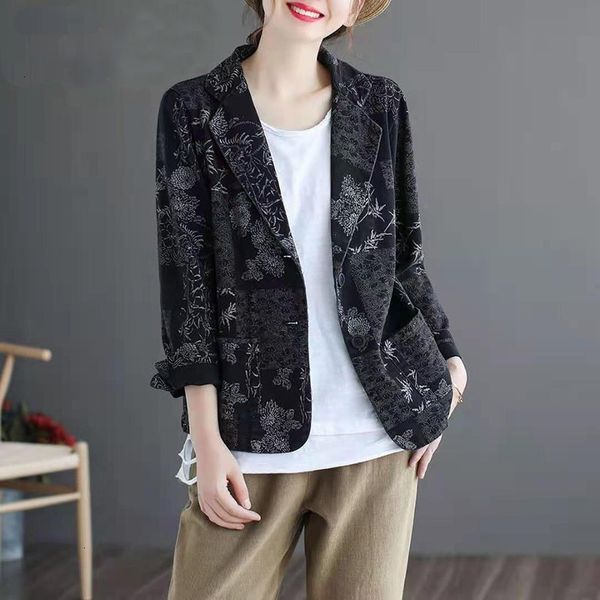 women's suits & blazers arrival spring/autumn arts style women loose casual long sleeve blazer vintga print single breasted cotton coat, White;black
women's suits & blazers arrival spring/autumn arts style women loose casual long sleeve blazer vintga print single breasted cotton coat, White;black