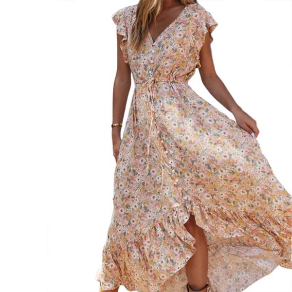 floral print long dress boho summer vestidos buttons sashes ladies gypsy maxi female 2021 spring, Black;gray
floral print long dress boho summer vestidos buttons sashes ladies gypsy maxi female 2021 spring, Black;gray