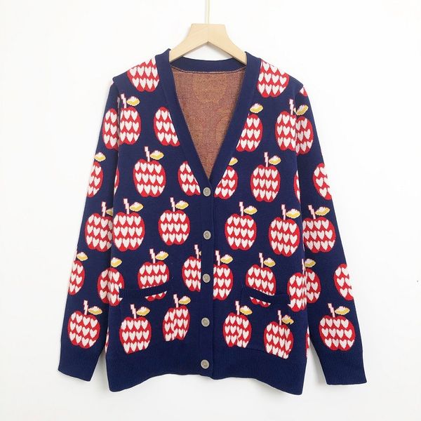 sweater knit g family 2021 autumn winter apple jacquard ted cardigan jacket women's loose tanabata exclusive, White;black
sweater knit g family 2021 autumn winter apple jacquard ted cardigan jacket women's loose tanabata exclusive, White;black