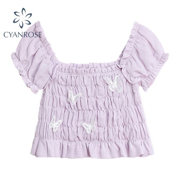 draped design purple sweet blouses women short sleeve summer slim bodycon crop shirts butterfly patchwork mori girl skinny 210430, White
draped design purple sweet blouses women short sleeve summer slim bodycon crop shirts butterfly patchwork mori girl skinny 210430, White