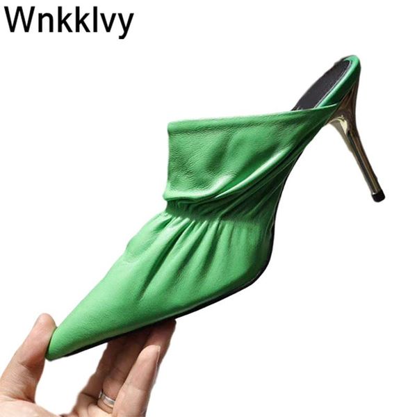 slippers summer high heel shoes women pointed toe wrinkled pumps silver flipflops lazy mullers party dress sandalias stilettos, Black
slippers summer high heel shoes women pointed toe wrinkled pumps silver flipflops lazy mullers party dress sandalias stilettos, Black