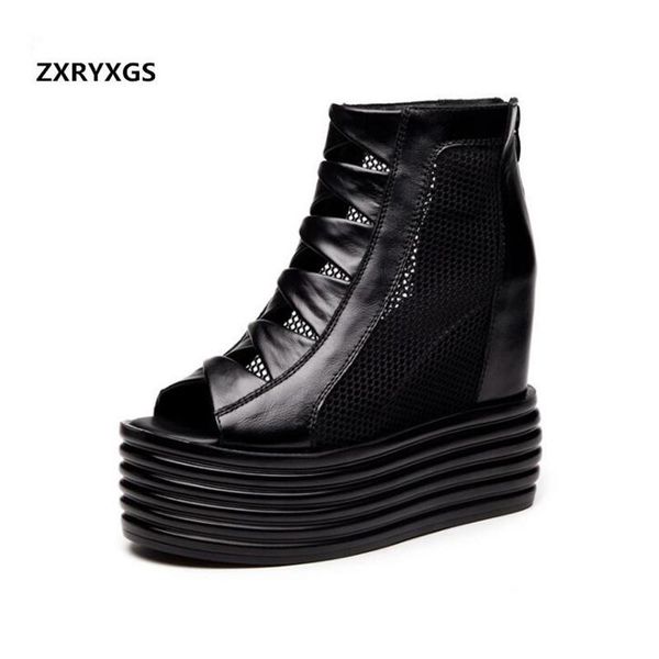 fish mouth cowhide mesh cool boots summer leather sandals platform shoes wedges women high heel roman dress, Black
fish mouth cowhide mesh cool boots summer leather sandals platform shoes wedges women high heel roman dress, Black