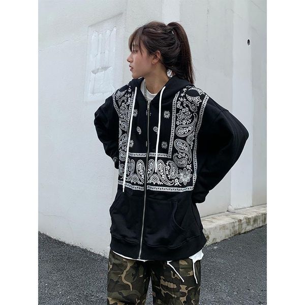 women's jackets high street gothic casual jacket 2021 autumn winter cashew nuts print hoodies streetwear hip-hop man and women fashion, Black;brown
women's jackets high street gothic casual jacket 2021 autumn winter cashew nuts print hoodies streetwear hip-hop man and women fashion, Black;brown