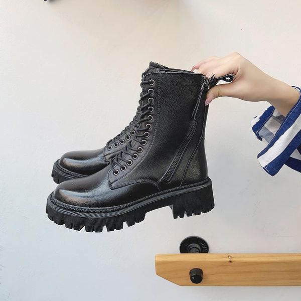 boots black women's genuine leather shoes platform chunky lace up ankle winter fashion zipper for women
boots black women's genuine leather shoes platform chunky lace up ankle winter fashion zipper for women