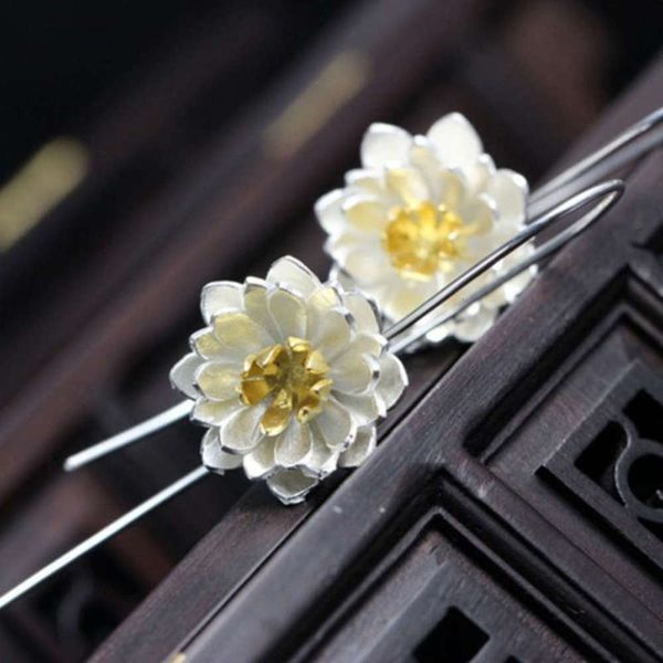 s925 pure lotus female thai craft fashion silver jewelry earrings, Black
s925 pure lotus female thai craft fashion silver jewelry earrings, Black