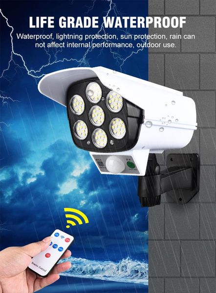solar light motion sensor security dummy camera remote wireless outdoor flood ip66 waterproof 77 led 3 modes wall lamp
solar light motion sensor security dummy camera remote wireless outdoor flood ip66 waterproof 77 led 3 modes wall lamp