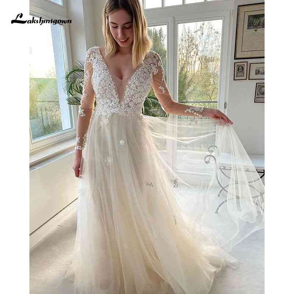 2021 new beach wedding es 3d floral applique lace v neck illusion sleeve backless sweep train plus size bridal gowns robe de marie xi2a, White
2021 new beach wedding es 3d floral applique lace v neck illusion sleeve backless sweep train plus size bridal gowns robe de marie xi2a, White