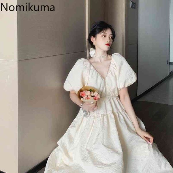 nomikuma vintage dress women vestidos mujer v neck puff sleeve dresses summer unicolor slim waist a line robe femme 210514, Black;gray
nomikuma vintage dress women vestidos mujer v neck puff sleeve dresses summer unicolor slim waist a line robe femme 210514, Black;gray