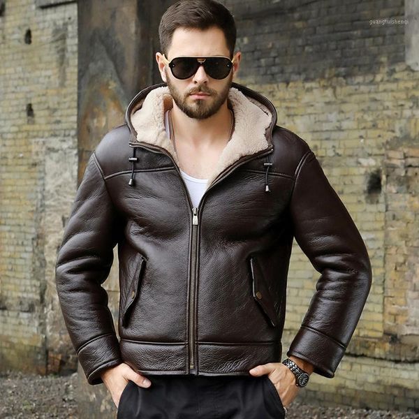 mens b3 shearling jacket short motorcycle hooded sheepskin coat thicken fur brown leather men's & faux, Black
mens b3 shearling jacket short motorcycle hooded sheepskin coat thicken fur brown leather men's & faux, Black