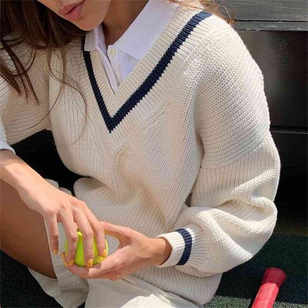 preppy style panelled v neck white knitted women's oversize sweater autumn casual long sleeve winter pulovers jumpers 210510, White;black
preppy style panelled v neck white knitted women's oversize sweater autumn casual long sleeve winter pulovers jumpers 210510, White;black