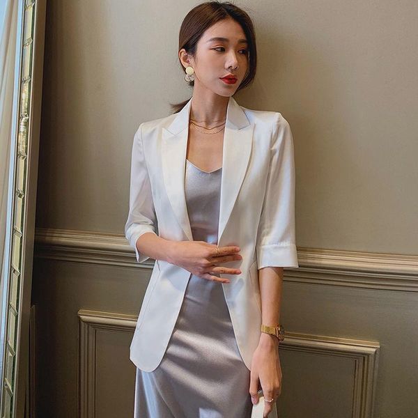 women's suits & blazers blazer jacket 2021 thin spring and summer 7 / sleeve acetate mini suit top, White;black
women's suits & blazers blazer jacket 2021 thin spring and summer 7 / sleeve acetate mini suit top, White;black
