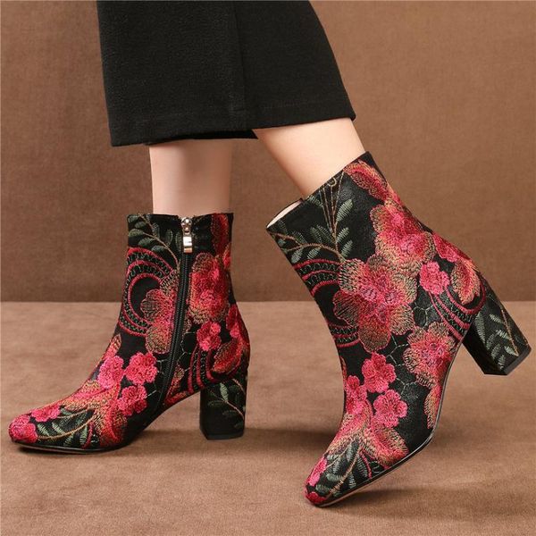 dress shoes high casual women rough heels wedding party platform pumps lady slip on round toe embroider flowers ankle boots, Black
dress shoes high casual women rough heels wedding party platform pumps lady slip on round toe embroider flowers ankle boots, Black