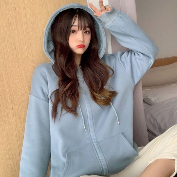 women's hoodies & sweatshirts women solid color jacket autumn winter korean style loose zipper sweatshirt ladies harajuku clothing, Black
women's hoodies & sweatshirts women solid color jacket autumn winter korean style loose zipper sweatshirt ladies harajuku clothing, Black