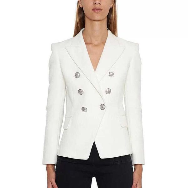 est fashion designer blazer women's silver lion buttons double breasted jacket 210526, White;black
est fashion designer blazer women's silver lion buttons double breasted jacket 210526, White;black