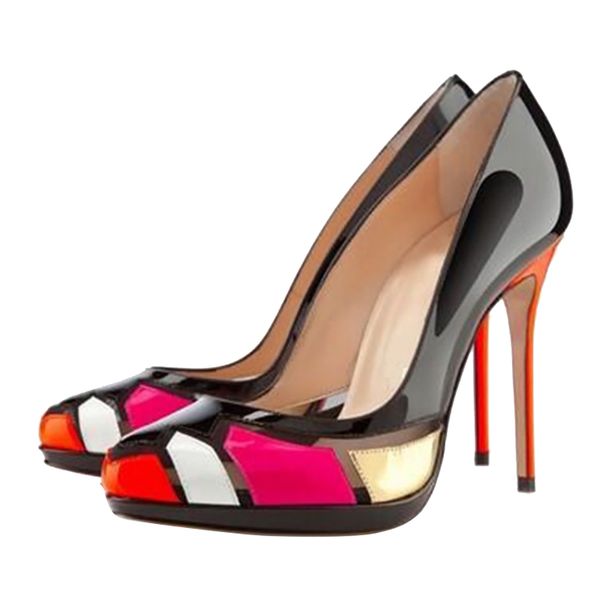 handmade womens stiletto high heeled dress shoes round-toe slip-on multicolored ptchwork leather evening party prom fashion court pumps d580, Black
handmade womens stiletto high heeled dress shoes round-toe slip-on multicolored ptchwork leather evening party prom fashion court pumps d580, Black