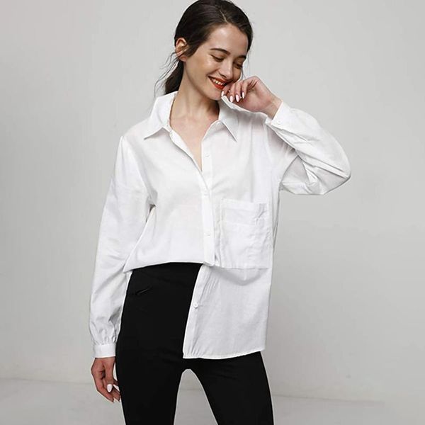 women's blouses & shirts office lady blouse shirt women long sleeve oversize for button up plus size loose with pocket blusas mujer, White
women's blouses & shirts office lady blouse shirt women long sleeve oversize for button up plus size loose with pocket blusas mujer, White