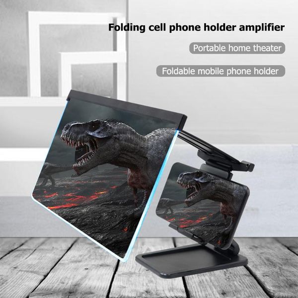 inch 3d mobile phone screen magnifier hd video stand bracket with movie game magnifying folding desk holder cell mounts & holders