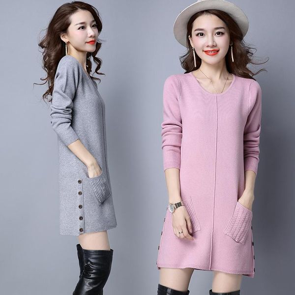 women's sweaters round neck pink long sleeve knit sweater 2021 autumn and winter loose fashion pocket button women pullover 4 colors, White;black
women's sweaters round neck pink long sleeve knit sweater 2021 autumn and winter loose fashion pocket button women pullover 4 colors, White;black