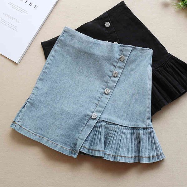skirts women jeans high waist pleated zipper mini summer button streetwear stretch blue black denim skirt k5xu
skirts women jeans high waist pleated zipper mini summer button streetwear stretch blue black denim skirt k5xu