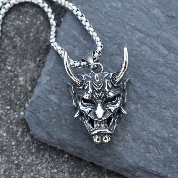 pendant necklaces gothic long horn demon necklace japanese style stainless steel ghost mask men chain fashion goth jewelry gift, Silver
pendant necklaces gothic long horn demon necklace japanese style stainless steel ghost mask men chain fashion goth jewelry gift, Silver