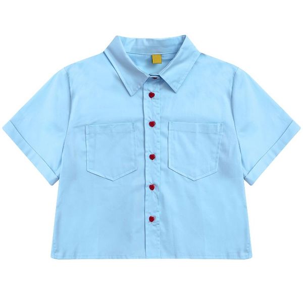 women's blouses & shirts korean fashion summer women short blouse heart-shaped botton pockets femme white blue cotton sleeve
women's blouses & shirts korean fashion summer women short blouse heart-shaped botton pockets femme white blue cotton sleeve