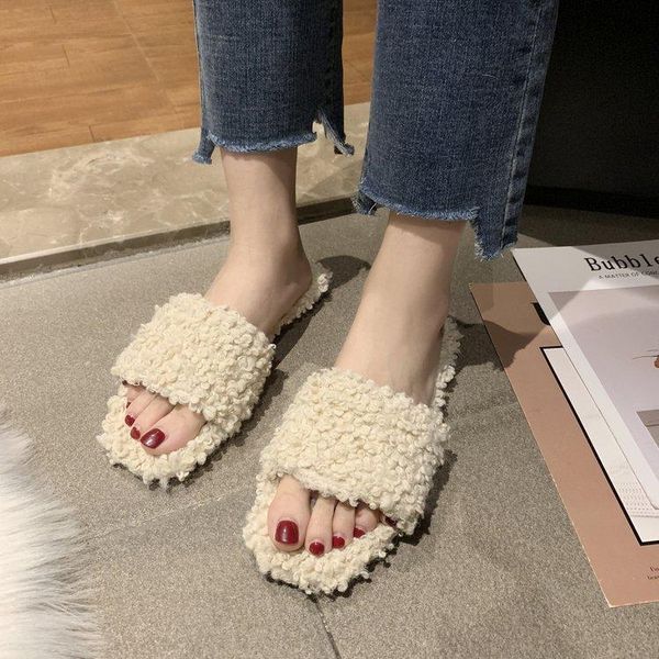 slippers fashion elegant cartoon animation winter women fur open toe outside shallow shoes flat with slides, Black
slippers fashion elegant cartoon animation winter women fur open toe outside shallow shoes flat with slides, Black