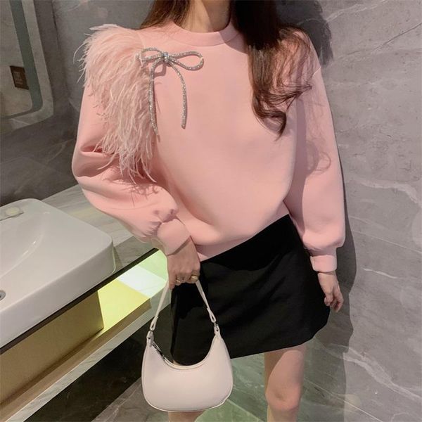women's hoodies & sweatshirts pink sweatshirt women 2021 winter sweet feather bow loose-fitting hoody unusual design fashionable outwea, Black
women's hoodies & sweatshirts pink sweatshirt women 2021 winter sweet feather bow loose-fitting hoody unusual design fashionable outwea, Black