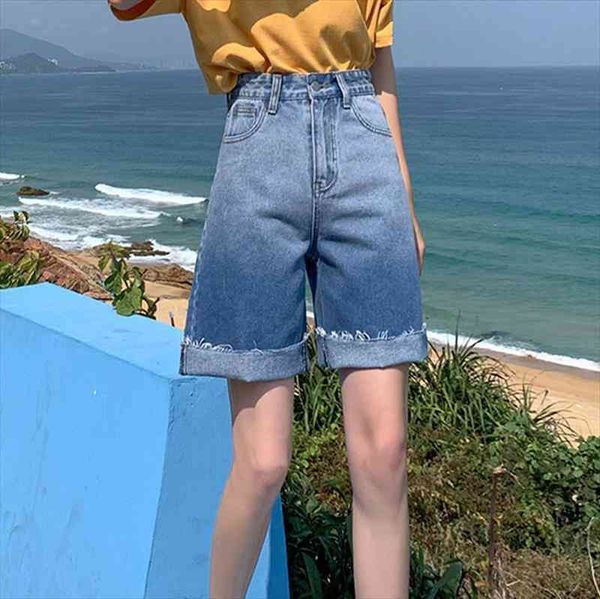 gradient denim shorts summer women high waist button wigh leg jeans shorts casual female loose fit blue denim, White;black
gradient denim shorts summer women high waist button wigh leg jeans shorts casual female loose fit blue denim, White;black