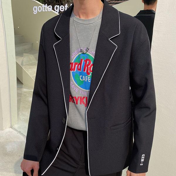 spring and autumn youth loose korean pure color simple embroidered suit fashion casual single breasted men's suits & blazers, White;black
spring and autumn youth loose korean pure color simple embroidered suit fashion casual single breasted men's suits & blazers, White;black