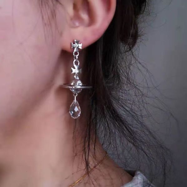 pendant earrings little witch ins high grade sweet cool wind saturn necklace, White 
pendant earrings little witch ins high grade sweet cool wind saturn necklace, White