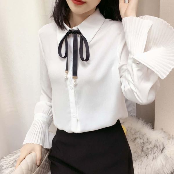 women's blouses & shirts 2021 autumn white blouse long sleeve chiffon shirt womens and bow horn female clothes a110
women's blouses & shirts 2021 autumn white blouse long sleeve chiffon shirt womens and bow horn female clothes a110