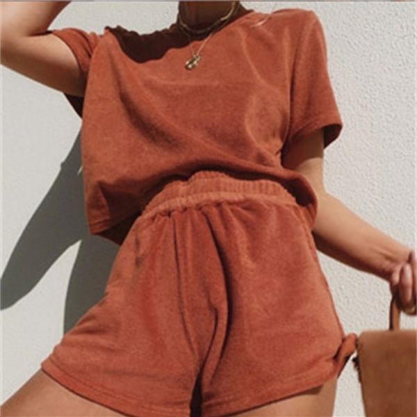 solid furry shorts tracksuit women short sleeve tshirt +elastic waist bottom ladies suit summer loungewear loose casual 210518, White
solid furry shorts tracksuit women short sleeve tshirt +elastic waist bottom ladies suit summer loungewear loose casual 210518, White