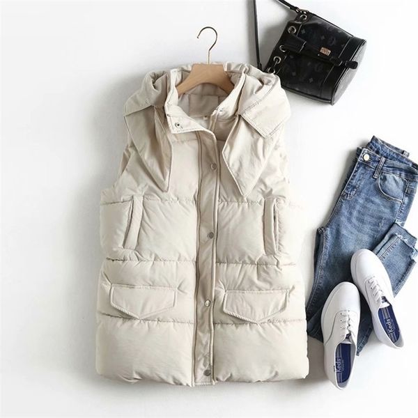 casual solid color women's vest cotton hooded thicken down coat sleeveless winter vests for women 210819, Black;white
casual solid color women's vest cotton hooded thicken down coat sleeveless winter vests for women 210819, Black;white