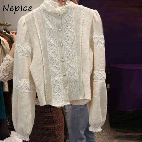 korean style lace patchwork shirts autumn sweet puff sleeve women blouse chic single breasted design femme blusas 210422, White
korean style lace patchwork shirts autumn sweet puff sleeve women blouse chic single breasted design femme blusas 210422, White