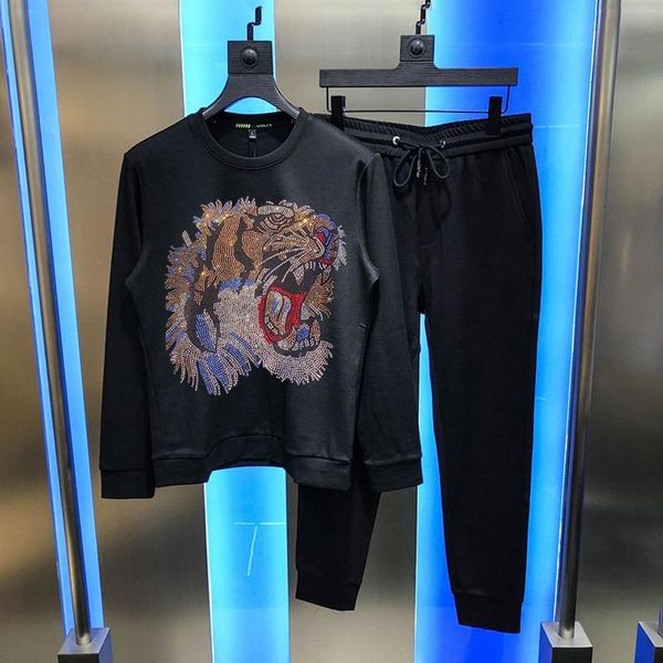 men's tracksuits tiger diamond shiny black hip-hop streetwear cotton fabric sweatshirt + pants track suit sets oversized hoodie, Gray
men's tracksuits tiger diamond shiny black hip-hop streetwear cotton fabric sweatshirt + pants track suit sets oversized hoodie, Gray
