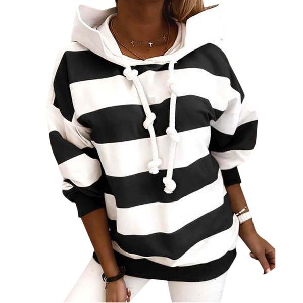 women's hoodies & sweatshirts sweatshirt women striped drawstring hooded casual pullovers long sleeve female, Black
women's hoodies & sweatshirts sweatshirt women striped drawstring hooded casual pullovers long sleeve female, Black