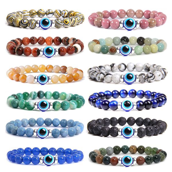 8mm beaded strand natural stone evil eye bracelet handmade elastic crystal bracelets women men reiki jewelry yoga, Black
8mm beaded strand natural stone evil eye bracelet handmade elastic crystal bracelets women men reiki jewelry yoga, Black