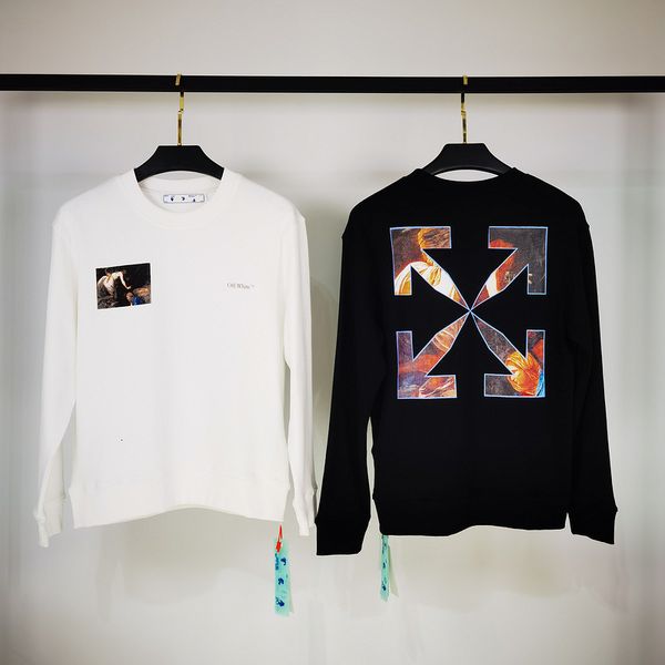 off tide brand autumn white winter new religious oil painting series men's women's round neck sweater, Black
off tide brand autumn white winter new religious oil painting series men's women's round neck sweater, Black