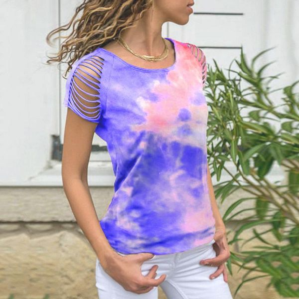 women's t-shirt summer women tie dye print short sleeve strapless round-neck tee streetwear hollow out loose tshirt, White
women's t-shirt summer women tie dye print short sleeve strapless round-neck tee streetwear hollow out loose tshirt, White